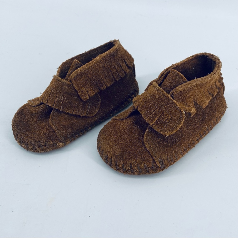 Minnetonka Moccasins Baby Size 3 Style 7933303 Brown Leather Walker Shoes